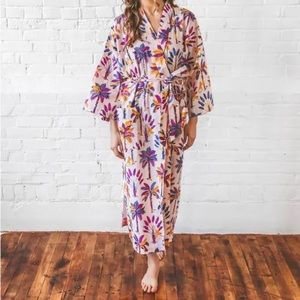 Print Fresh Cotton Robe, Royal Palms Size M
